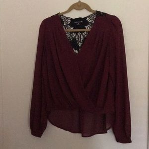 Maroon long sleeve blouse